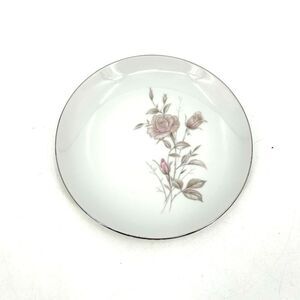 FINE CHINA JAPAN Vintage Laura Appetizer Plate White Floral Platinum Trim 6.25"